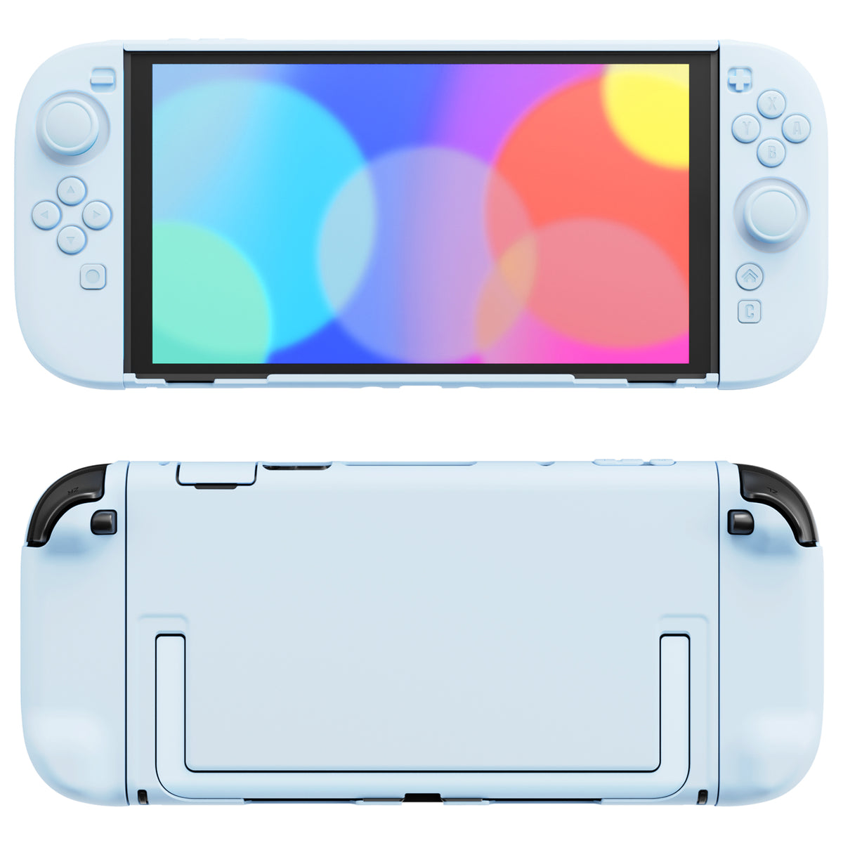 PlayVital Switch2対応 キュートな単色デザイン ハード保護ケース switch2背面キックスタンド使用可能ハードカバーケース 着装したままドック対応 キズ防止 耐衝撃 サムグリップ＆ボタンキャップ＆ステッカー付属【ヘブンブルー】