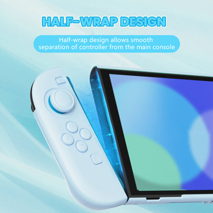 PlayVital Switch2対応 キュートな単色デザイン ハード保護ケース switch2背面キックスタンド使用可能ハードカバーケース 着装したままドック対応 キズ防止 耐衝撃 サムグリップ＆ボタンキャップ＆ステッカー付属【ヘブンブルー】