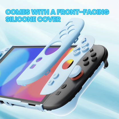 PlayVital Switch2対応 キュートな単色デザイン ハード保護ケース switch2背面キックスタンド使用可能ハードカバーケース 着装したままドック対応 キズ防止 耐衝撃 サムグリップ＆ボタンキャップ＆ステッカー付属【ヘブンブルー】