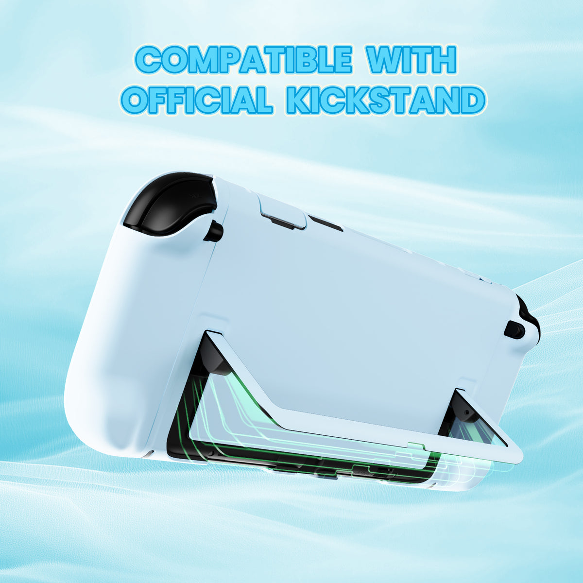 PlayVital Switch2対応 キュートな単色デザイン ハード保護ケース switch2背面キックスタンド使用可能ハードカバーケース 着装したままドック対応 キズ防止 耐衝撃 サムグリップ＆ボタンキャップ＆ステッカー付属【ヘブンブルー】
