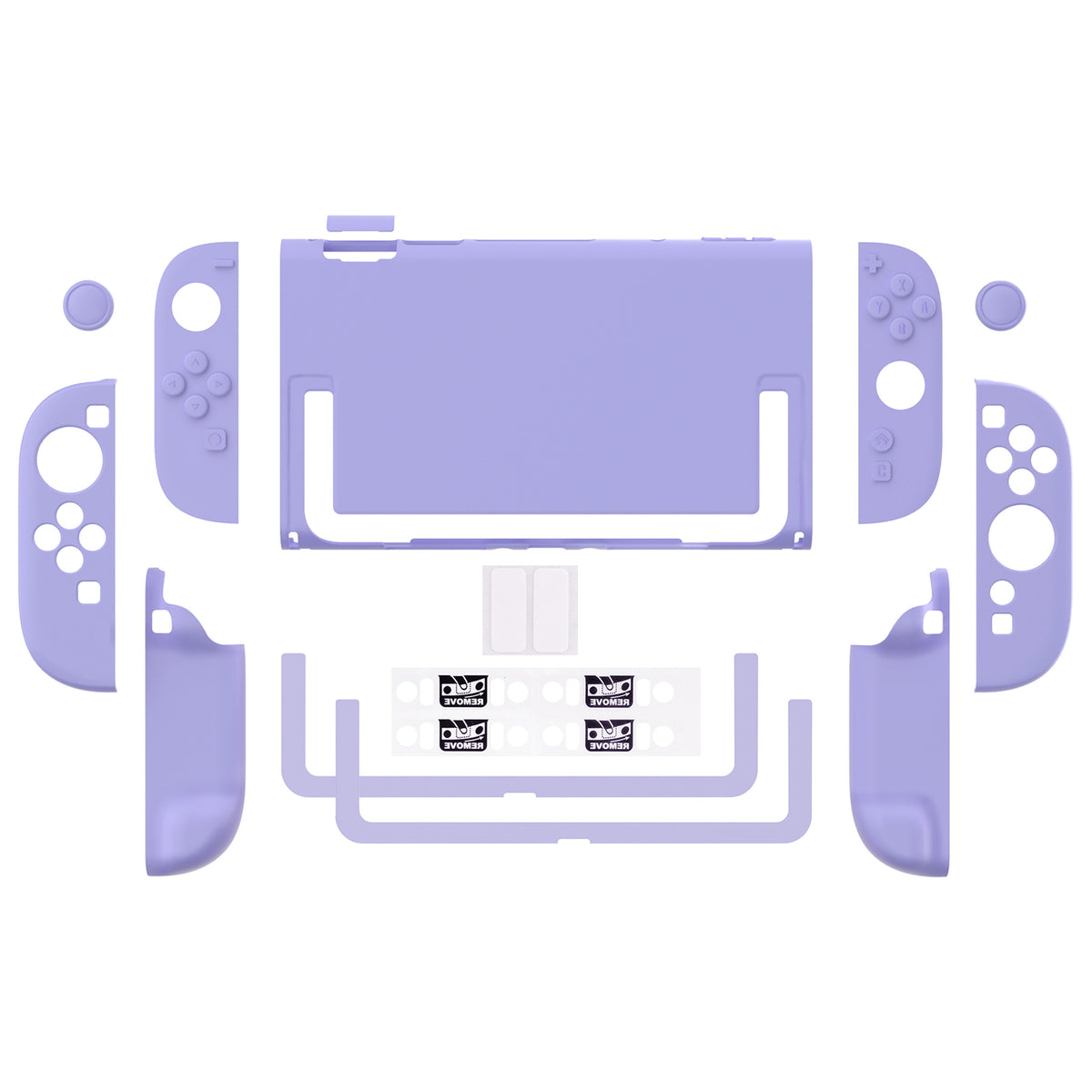 PlayVital Switch2対応 キュートな単色デザイン ハード保護ケース switch2背面キックスタンド使用可能ハードカバーケース 着装したままドック対応 キズ防止 耐衝撃 サムグリップ＆ボタンキャップ＆ステッカー付属【ライトパープル】