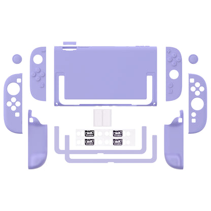 PlayVital Switch2対応 キュートな単色デザイン ハード保護ケース switch2背面キックスタンド使用可能ハードカバーケース 着装したままドック対応 キズ防止 耐衝撃 サムグリップ＆ボタンキャップ＆ステッカー付属【ライトパープル】