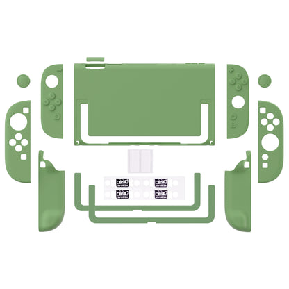 PlayVital Switch2対応 キュートな単色デザイン ハード保護ケース switch2背面キックスタンド使用可能ハードカバーケース 着装したままドック対応 キズ防止 耐衝撃 サムグリップ＆ボタンキャップ＆ステッカー付属【抹茶グリーン】