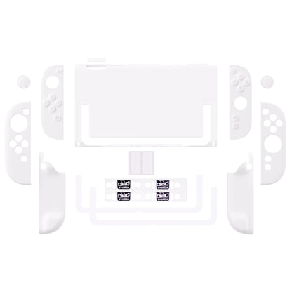 PlayVital Switch2対応 キュートな単色デザイン ハード保護ケース switch2背面キックスタンド使用可能ハードカバーケース 着装したままドック対応 キズ防止 耐衝撃 サムグリップ＆ボタンキャップ＆ステッカー付属【ホワイト】