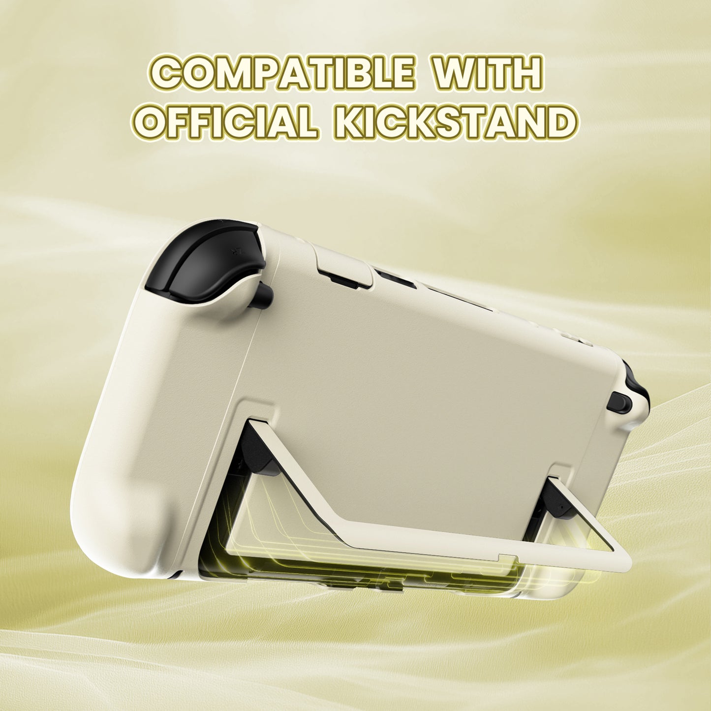 PlayVital Switch2対応 キュートな単色デザイン ハード保護ケース switch2背面キックスタンド使用可能ハードカバーケース 着装したままドック対応 キズ防止 耐衝撃 サムグリップ＆ボタンキャップ＆ステッカー付属【アイボリー】