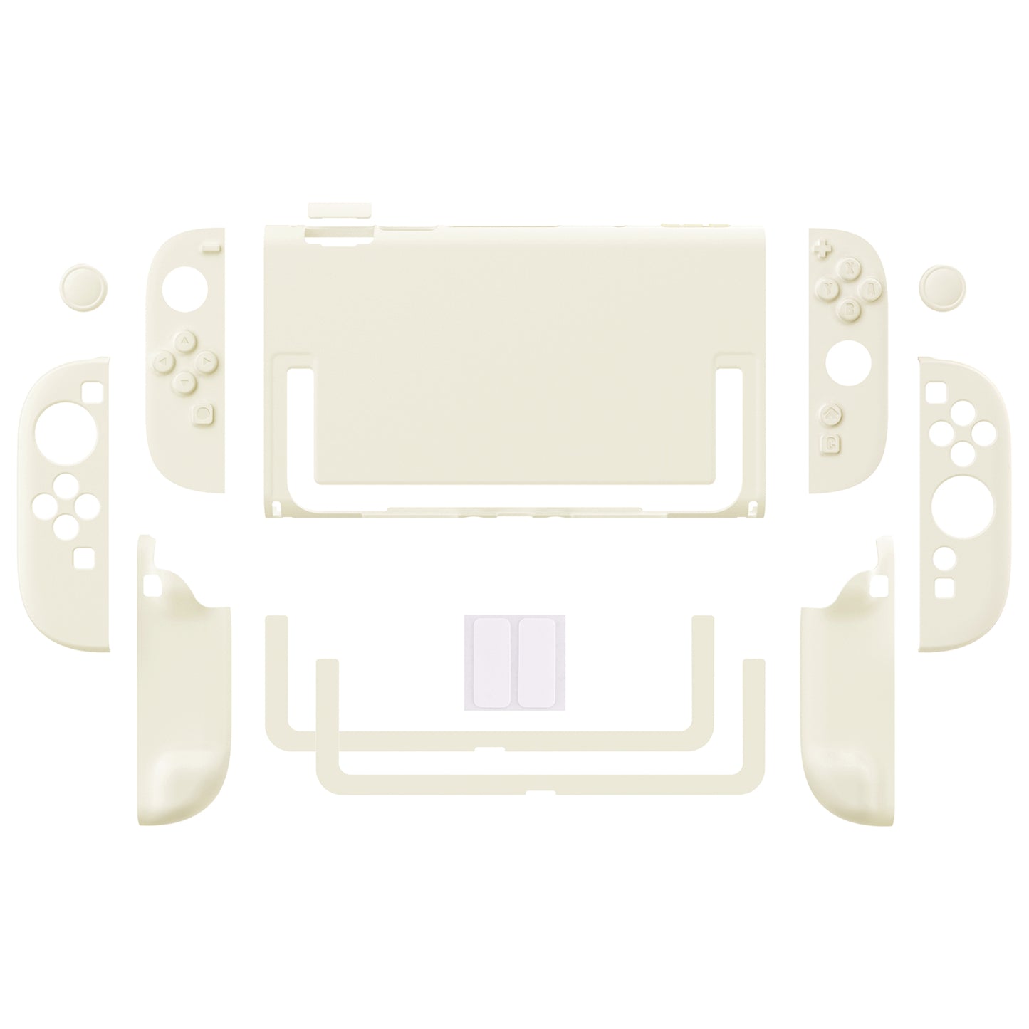 PlayVital Switch2対応 キュートな単色デザイン ハード保護ケース switch2背面キックスタンド使用可能ハードカバーケース 着装したままドック対応 キズ防止 耐衝撃 サムグリップ＆ボタンキャップ＆ステッカー付属【アイボリー】