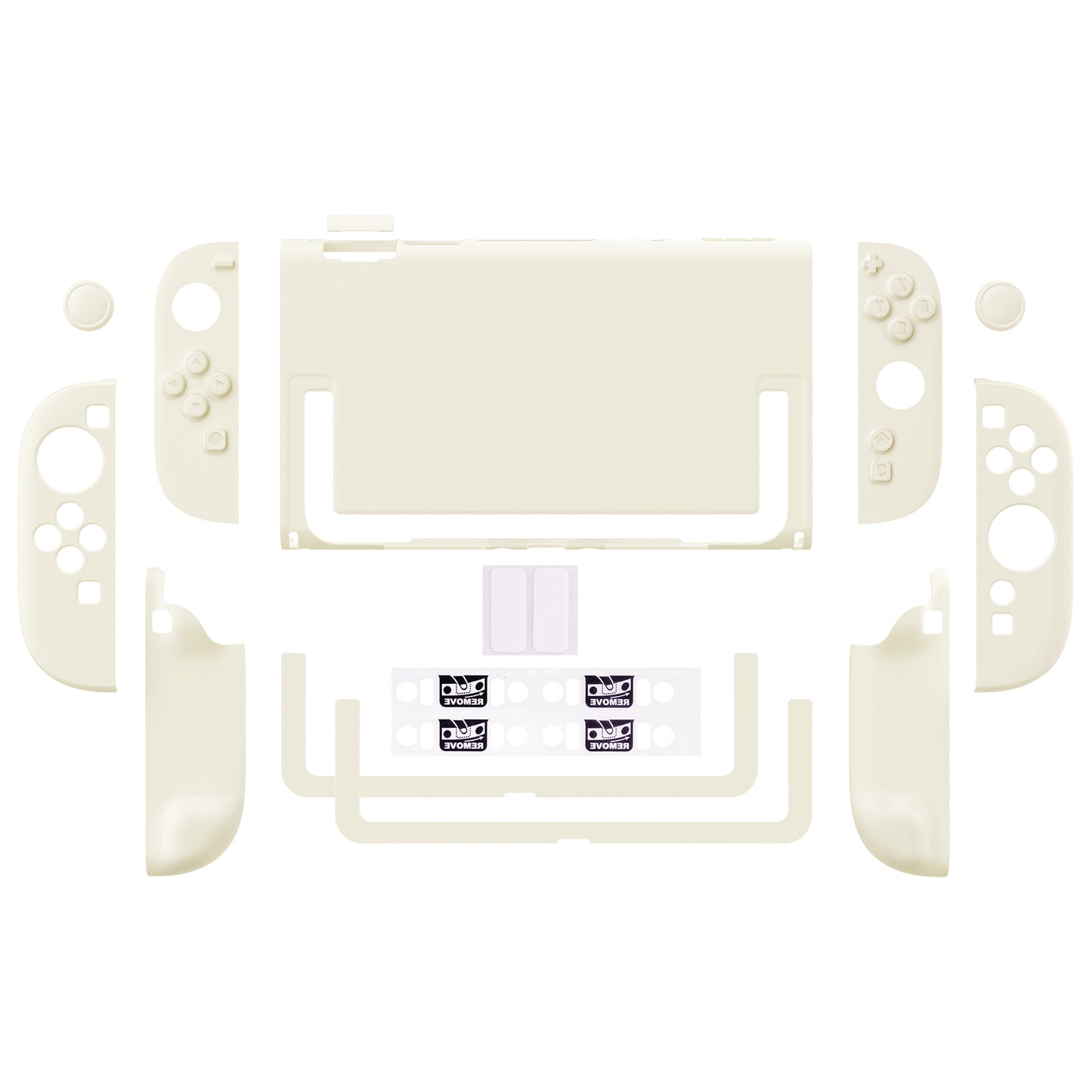 PlayVital Switch2対応 キュートな単色デザイン ハード保護ケース switch2背面キックスタンド使用可能ハードカバーケース 着装したままドック対応 キズ防止 耐衝撃 サムグリップ＆ボタンキャップ＆ステッカー付属【アイボリー】