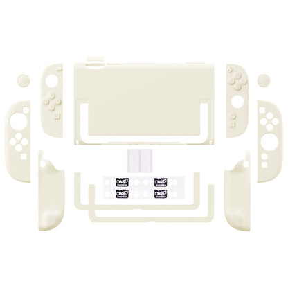 PlayVital Switch2対応 キュートな単色デザイン ハード保護ケース switch2背面キックスタンド使用可能ハードカバーケース 着装したままドック対応 キズ防止 耐衝撃 サムグリップ＆ボタンキャップ＆ステッカー付属【アイボリー】