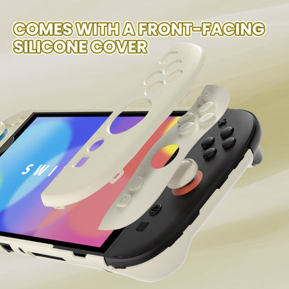 PlayVital Switch2対応 キュートな単色デザイン ハード保護ケース switch2背面キックスタンド使用可能ハードカバーケース 着装したままドック対応 キズ防止 耐衝撃 サムグリップ＆ボタンキャップ＆ステッカー付属【アイボリー】