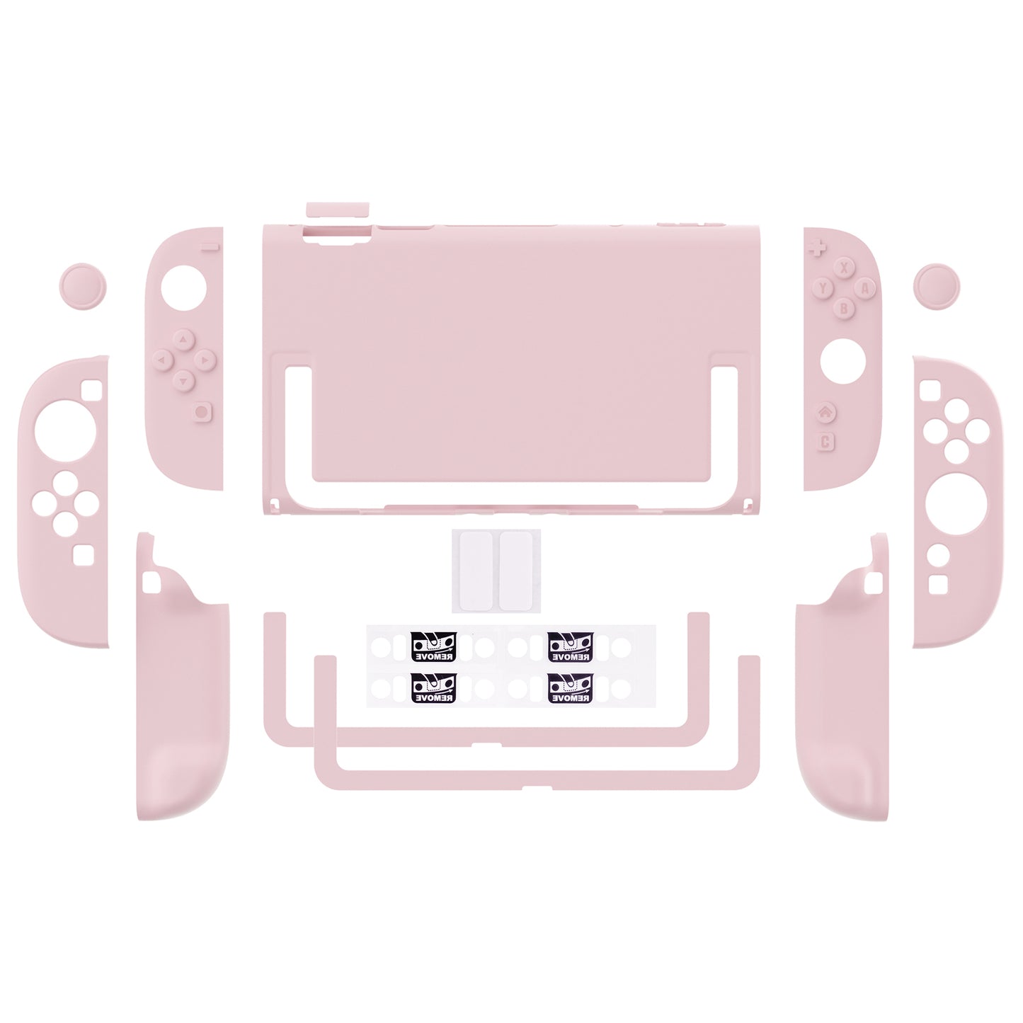 PlayVital Switch2対応 キュートな単色デザイン ハード保護ケース switch2背面キックスタンド使用可能ハードカバーケース 着装したままドック対応 キズ防止 耐衝撃 サムグリップ＆ボタンキャップ＆ステッカー付属【ピンク】
