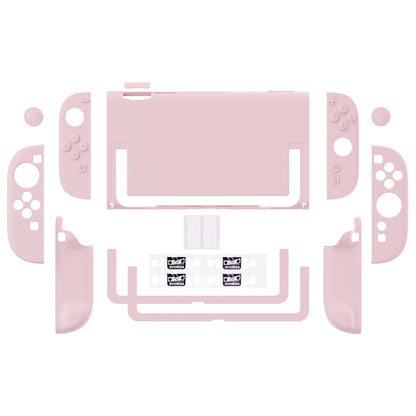 PlayVital Switch2対応 キュートな単色デザイン ハード保護ケース switch2背面キックスタンド使用可能ハードカバーケース 着装したままドック対応 キズ防止 耐衝撃 サムグリップ＆ボタンキャップ＆ステッカー付属【ピンク】
