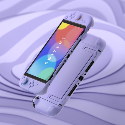 PlayVital Switch2対応 キュートな単色デザイン ハード保護ケース switch2背面キックスタンド使用可能ハードカバーケース 着装したままドック対応 キズ防止 耐衝撃 サムグリップ＆ボタンキャップ＆ステッカー付属【ライトパープル】