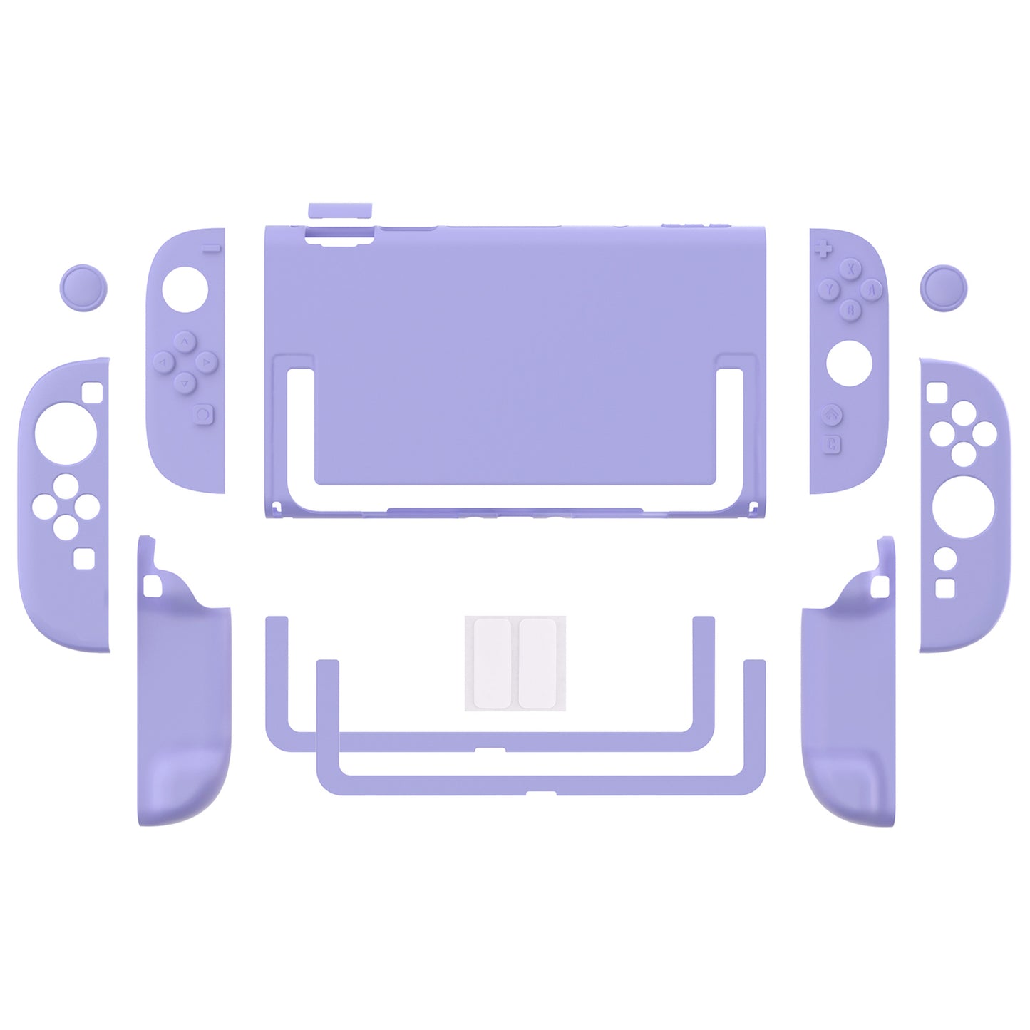 PlayVital Switch2対応 キュートな単色デザイン ハード保護ケース switch2背面キックスタンド使用可能ハードカバーケース 着装したままドック対応 キズ防止 耐衝撃 サムグリップ＆ボタンキャップ＆ステッカー付属【ライトパープル】