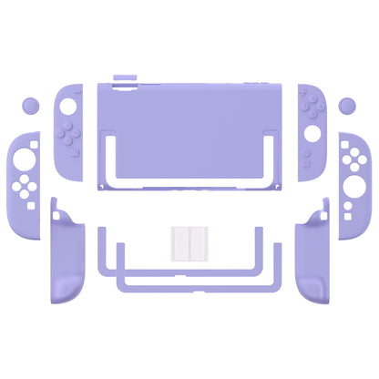 PlayVital Switch2対応 キュートな単色デザイン ハード保護ケース switch2背面キックスタンド使用可能ハードカバーケース 着装したままドック対応 キズ防止 耐衝撃 サムグリップ＆ボタンキャップ＆ステッカー付属【ライトパープル】