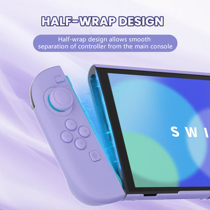 PlayVital Switch2対応 キュートな単色デザイン ハード保護ケース switch2背面キックスタンド使用可能ハードカバーケース 着装したままドック対応 キズ防止 耐衝撃 サムグリップ＆ボタンキャップ＆ステッカー付属【ライトパープル】
