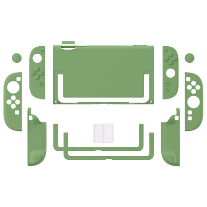 PlayVital Switch2対応 キュートな単色デザイン ハード保護ケース switch2背面キックスタンド使用可能ハードカバーケース 着装したままドック対応 キズ防止 耐衝撃 サムグリップ＆ボタンキャップ＆ステッカー付属【抹茶グリーン】