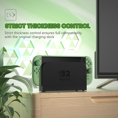 PlayVital Switch2対応 キュートな単色デザイン ハード保護ケース switch2背面キックスタンド使用可能ハードカバーケース 着装したままドック対応 キズ防止 耐衝撃 サムグリップ＆ボタンキャップ＆ステッカー付属【抹茶グリーン】