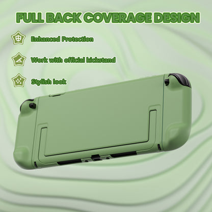 PlayVital Switch2対応 キュートな単色デザイン ハード保護ケース switch2背面キックスタンド使用可能ハードカバーケース 着装したままドック対応 キズ防止 耐衝撃 サムグリップ＆ボタンキャップ＆ステッカー付属【抹茶グリーン】