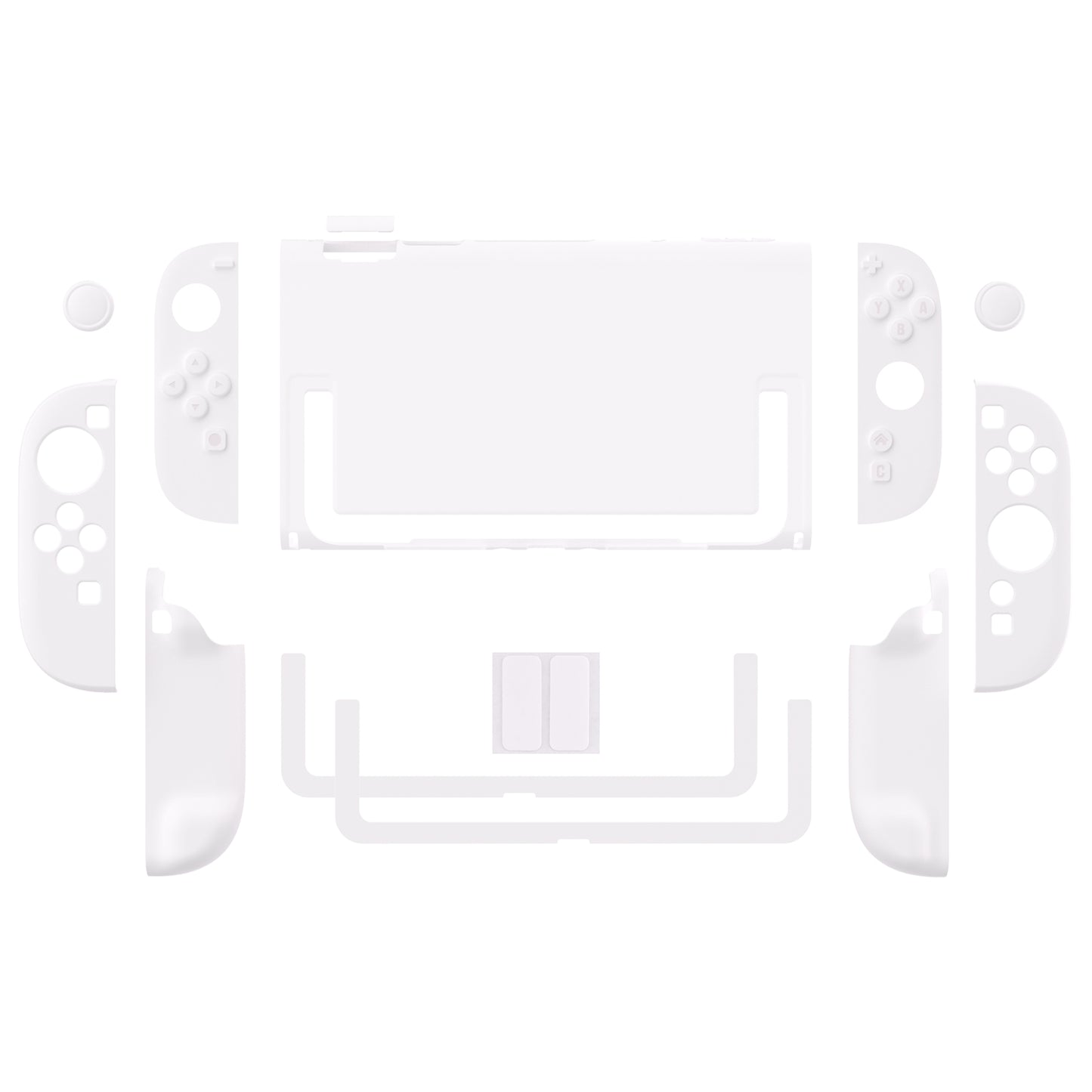 PlayVital Switch2対応 キュートな単色デザイン ハード保護ケース switch2背面キックスタンド使用可能ハードカバーケース 着装したままドック対応 キズ防止 耐衝撃 サムグリップ＆ボタンキャップ＆ステッカー付属【ホワイト】