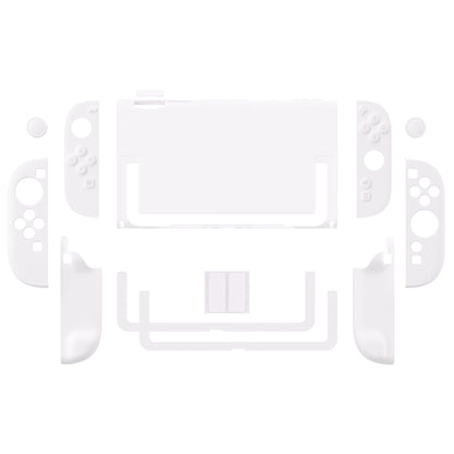 PlayVital Switch2対応 キュートな単色デザイン ハード保護ケース switch2背面キックスタンド使用可能ハードカバーケース 着装したままドック対応 キズ防止 耐衝撃 サムグリップ＆ボタンキャップ＆ステッカー付属【ホワイト】