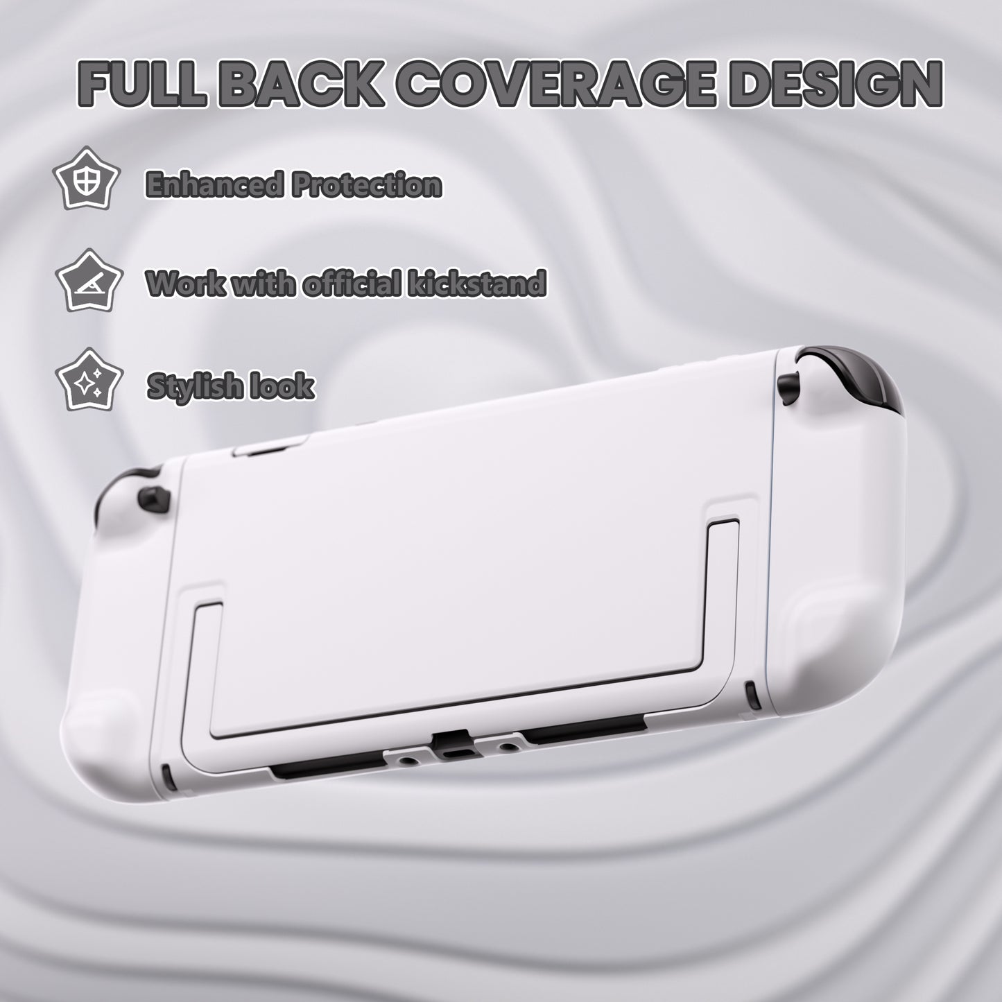 PlayVital Switch2対応 キュートな単色デザイン ハード保護ケース switch2背面キックスタンド使用可能ハードカバーケース 着装したままドック対応 キズ防止 耐衝撃 サムグリップ＆ボタンキャップ＆ステッカー付属【ホワイト】