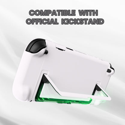 PlayVital Switch2対応 キュートな単色デザイン ハード保護ケース switch2背面キックスタンド使用可能ハードカバーケース 着装したままドック対応 キズ防止 耐衝撃 サムグリップ＆ボタンキャップ＆ステッカー付属【ホワイト】