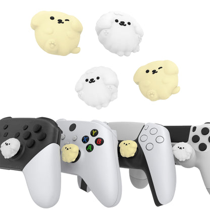 PlayVital キュートサムグリップキャップ PS5・PS4・Xbox Series X/S・Switch Proコントローラー用【ふわふわウィンク子犬】