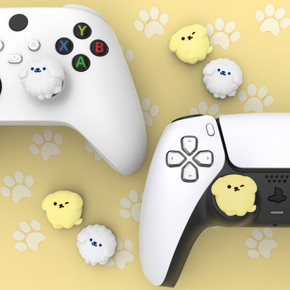 PlayVital キュートサムグリップキャップ PS5・PS4・Xbox Series X/S・Switch Proコントローラー用【ふわふわ＆ウィンクパピー】