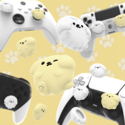PlayVital キュートサムグリップキャップ PS5・PS4・Xbox Series X/S・Switch Proコントローラー用【ふわふわウィンク子犬】