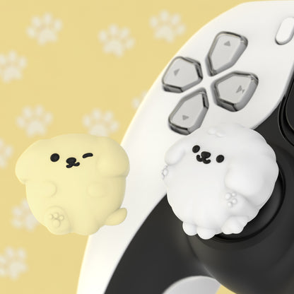 PlayVital キュートサムグリップキャップ PS5・PS4・Xbox Series X/S・Switch Proコントローラー用【ふわふわウィンク子犬】