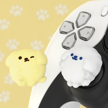 PlayVital キュートサムグリップキャップ PS5・PS4・Xbox Series X/S・Switch Proコントローラー用【ふわふわ＆ウィンクパピー】
