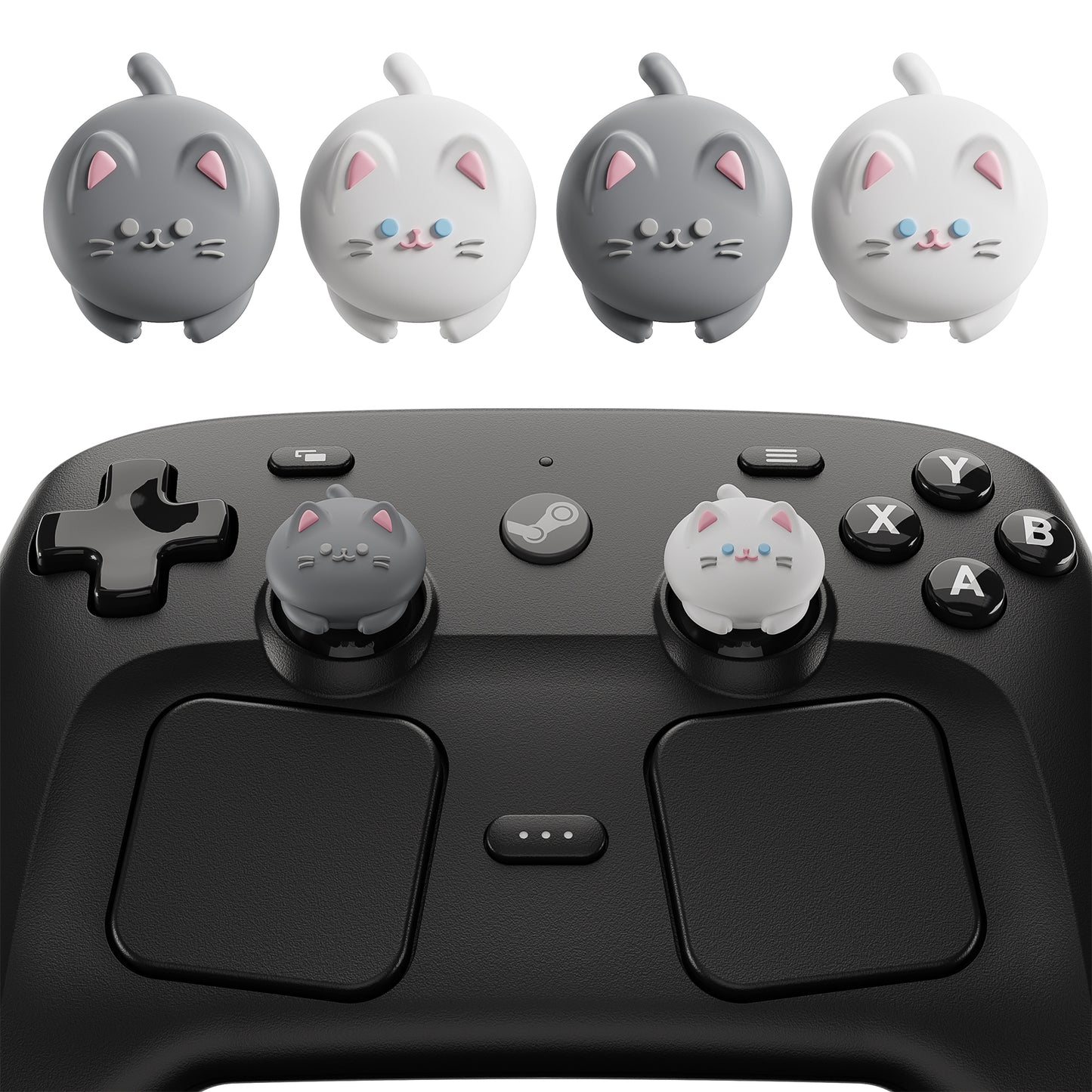 PlayVital キュート サムグリップ Steam Controller 2（2026）用 4個セット シリコン製ジョイスティックキャップ【キューティーキティ】