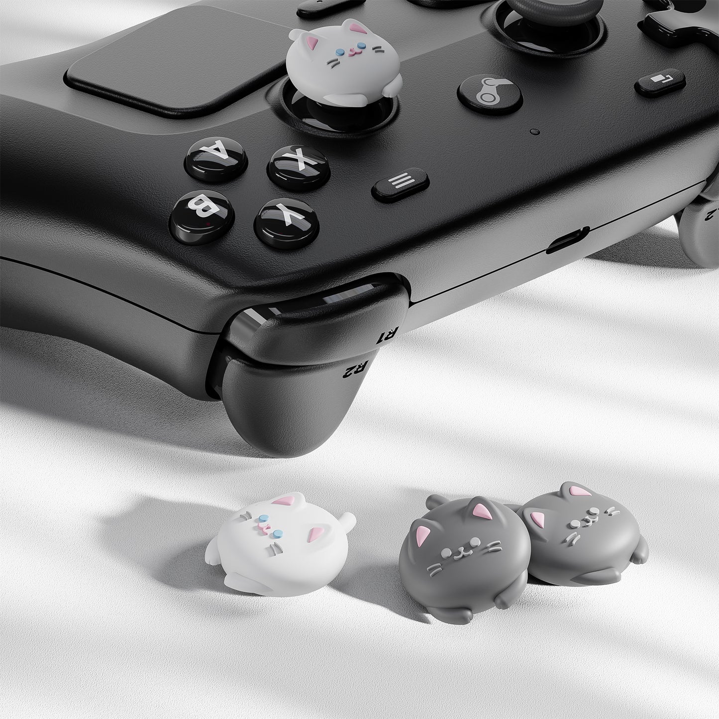 PlayVital キュート サムグリップ Steam Controller 2（2026）用 4個セット シリコン製ジョイスティックキャップ【キューティーキティ】