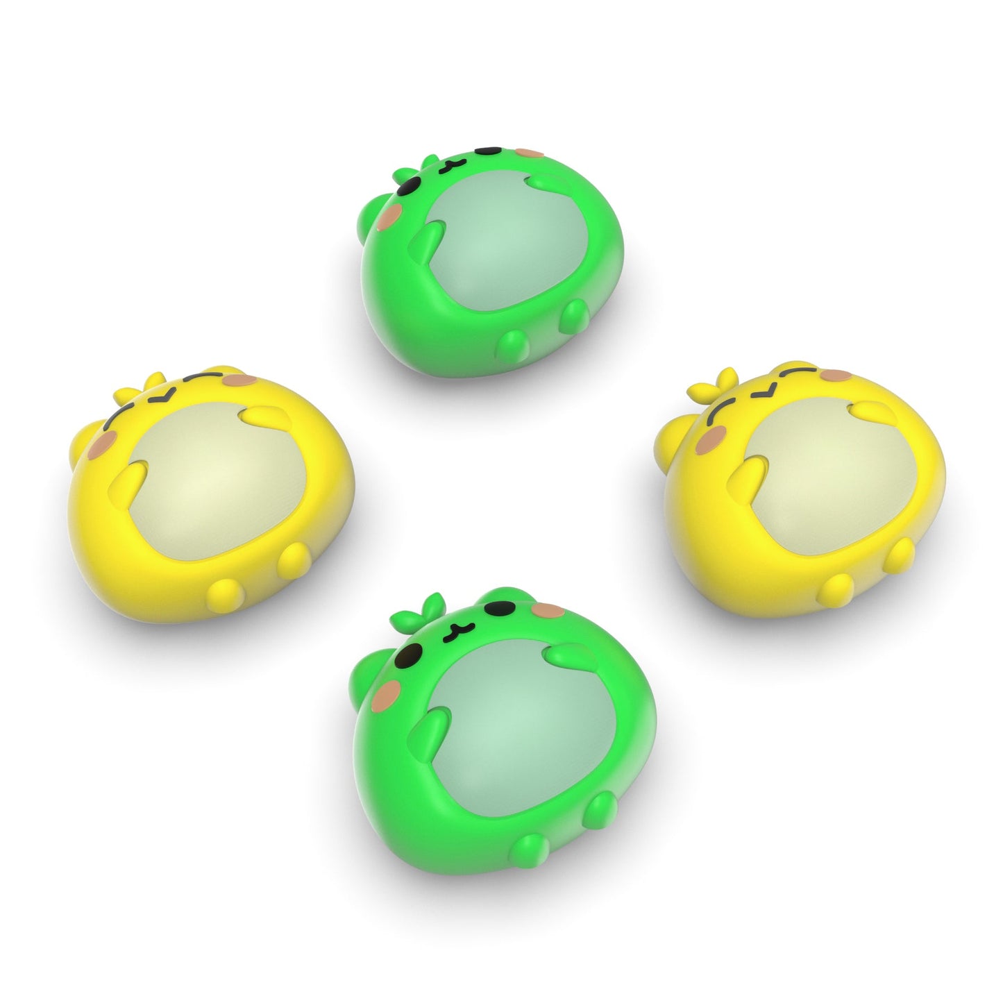 PlayVital Cute Universal Illuminated LED Thumbstick Grips for ps5 & ps4 & Xbox Series X/S & Xbox One & Switch Pro Controller - Frog Green & Yellow - PJM6001 PlayVital
