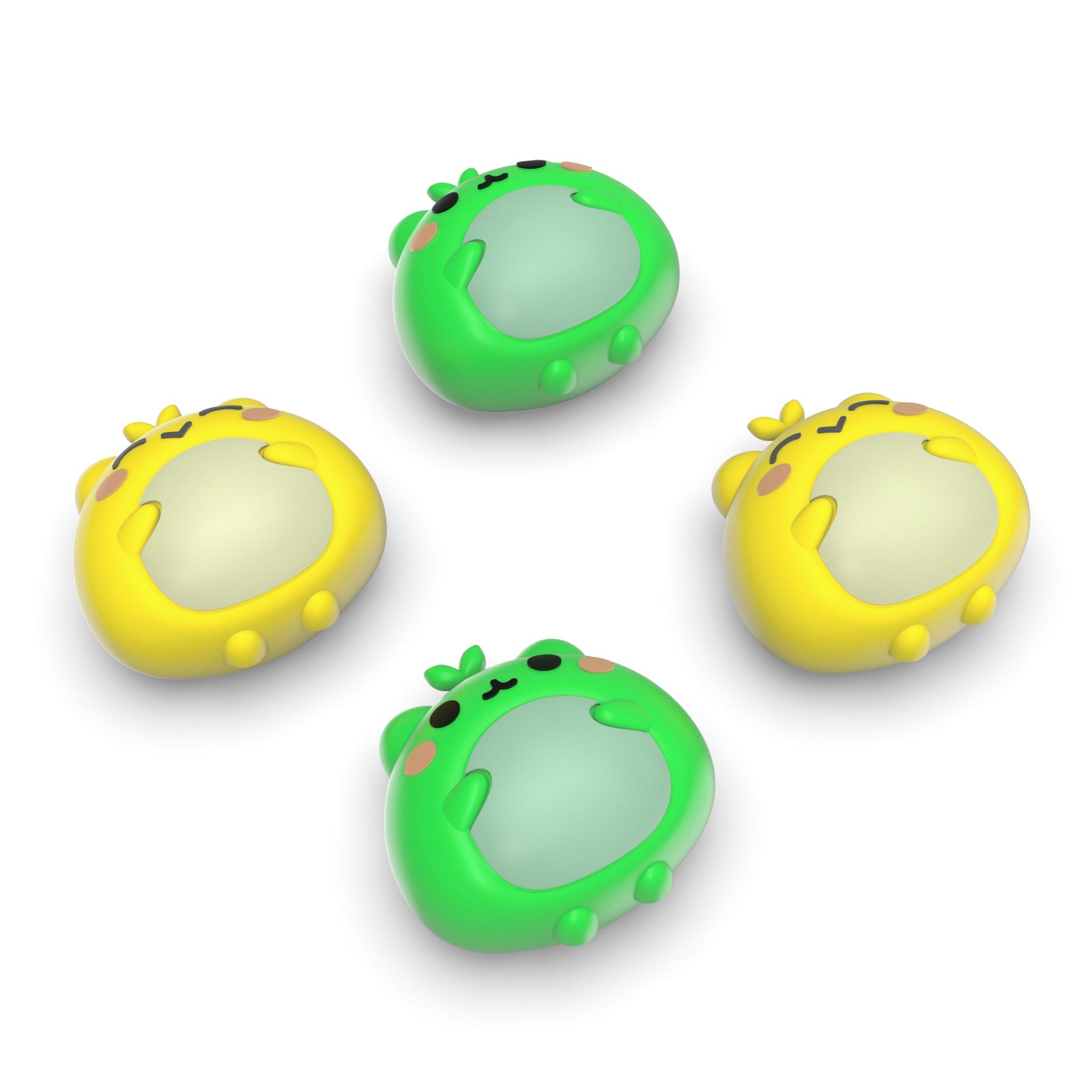 PlayVital Cute Universal Illuminated LED Thumbstick Grips for ps5 & ps4 & Xbox Series X/S & Xbox One & Switch Pro Controller - Frog Green & Yellow - PJM6001 PlayVital