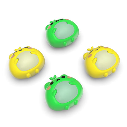 PlayVital Cute Universal Illuminated LED Thumbstick Grips for ps5 & ps4 & Xbox Series X/S & Xbox One & Switch Pro Controller - Frog Green & Yellow - PJM6001 PlayVital
