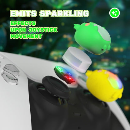PlayVital Cute Universal Illuminated LED Thumbstick Grips for ps5 & ps4 & Xbox Series X/S & Xbox One & Switch Pro Controller - Frog Green & Yellow - PJM6001 PlayVital