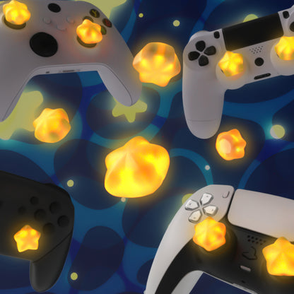 PlayVital キュートユニバーサルイルミネイテッドLEDサムスティックグリップ PS5&PS4&Xbox Series X/S&Xbox One&Switch Proコントローラー用【スター柄】