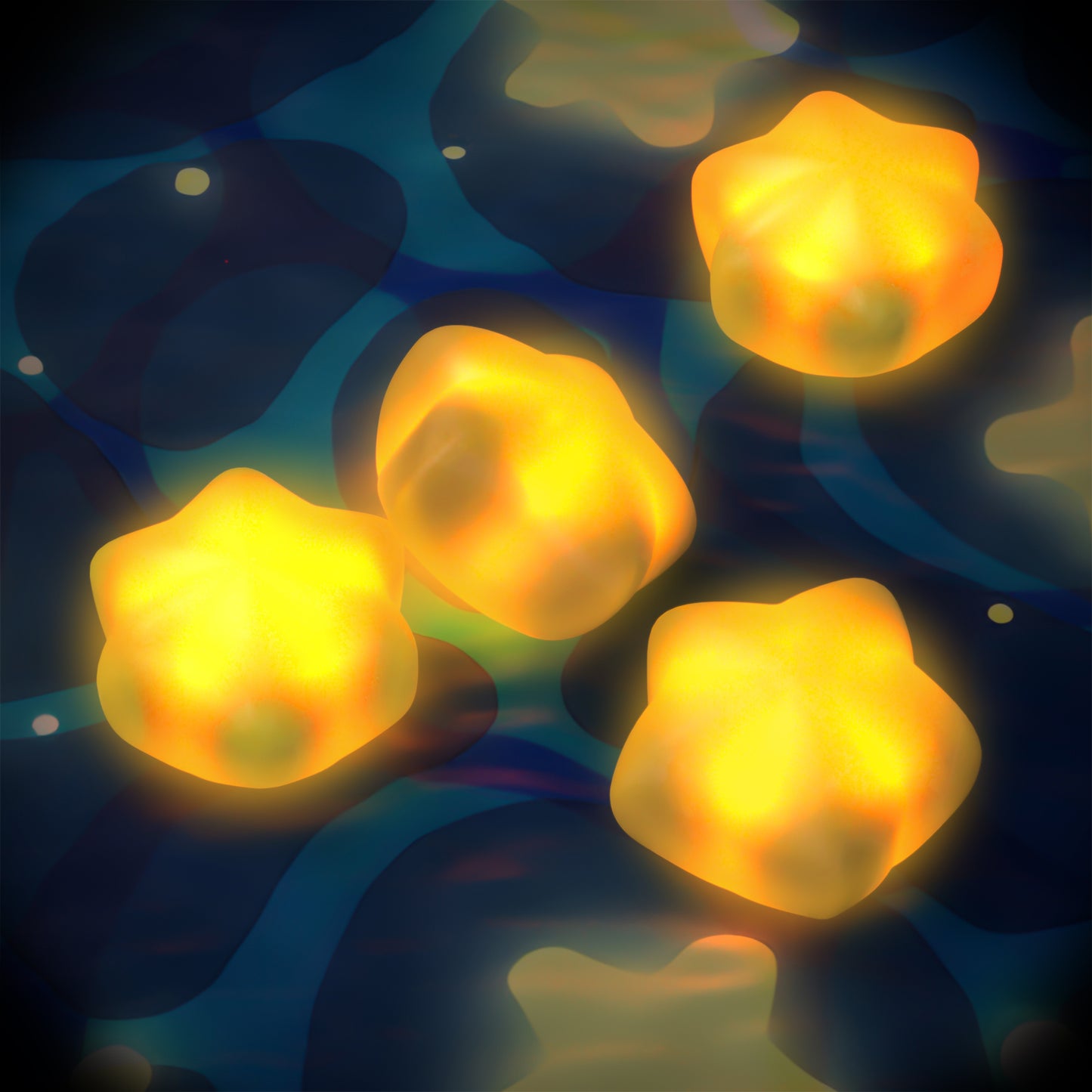 PlayVital キュートユニバーサルイルミネイテッドLEDサムスティックグリップ PS5&PS4&Xbox Series X/S&Xbox One&Switch Proコントローラー用【スター柄】