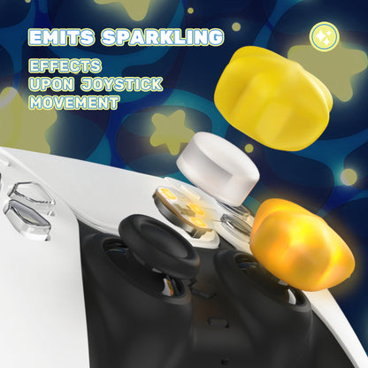 PlayVital キュートユニバーサルイルミネイテッドLEDサムスティックグリップ PS5&PS4&Xbox Series X/S&Xbox One&Switch Proコントローラー用【スター柄】