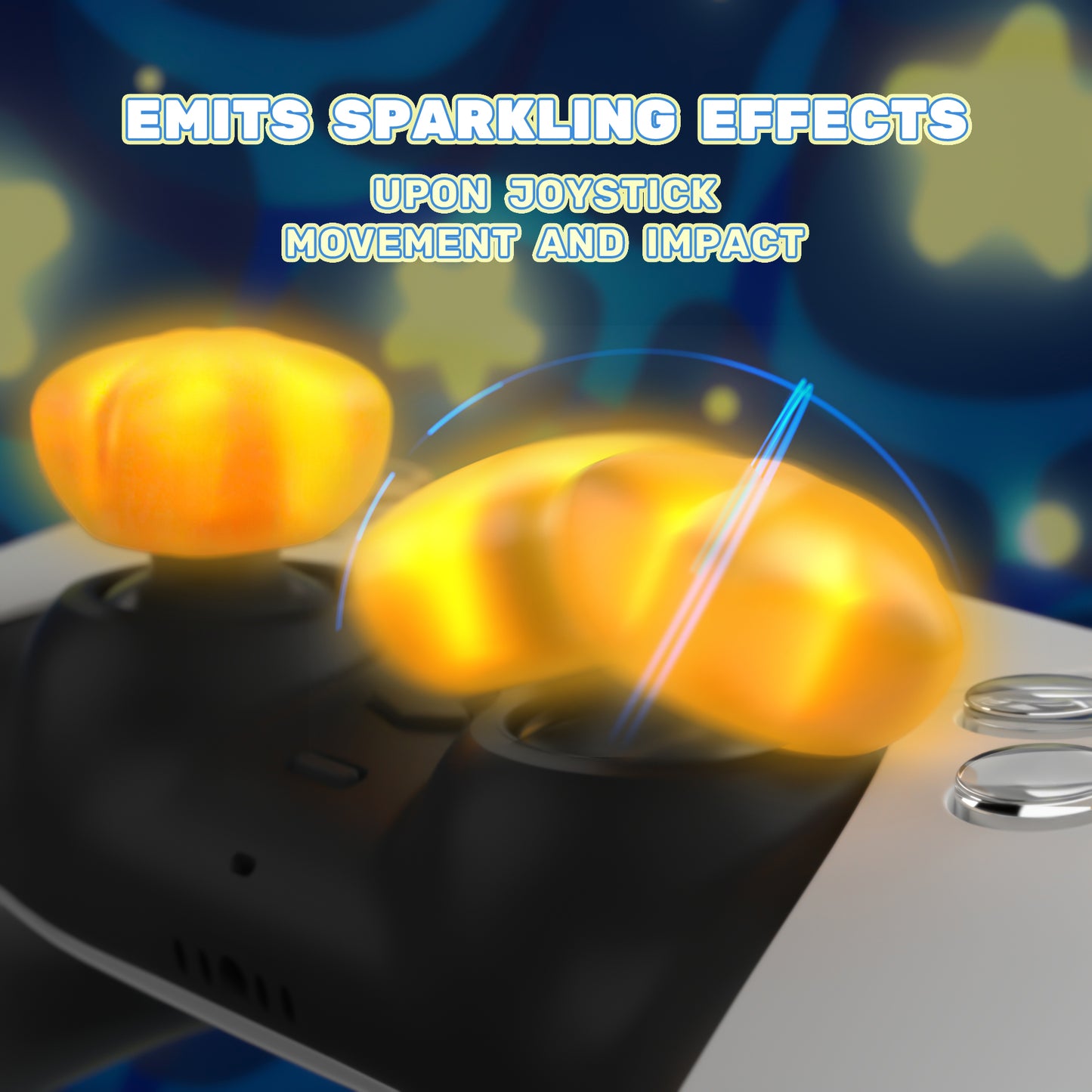 PlayVital キュートユニバーサルイルミネイテッドLEDサムスティックグリップ PS5&PS4&Xbox Series X/S&Xbox One&Switch Proコントローラー用【スター柄】