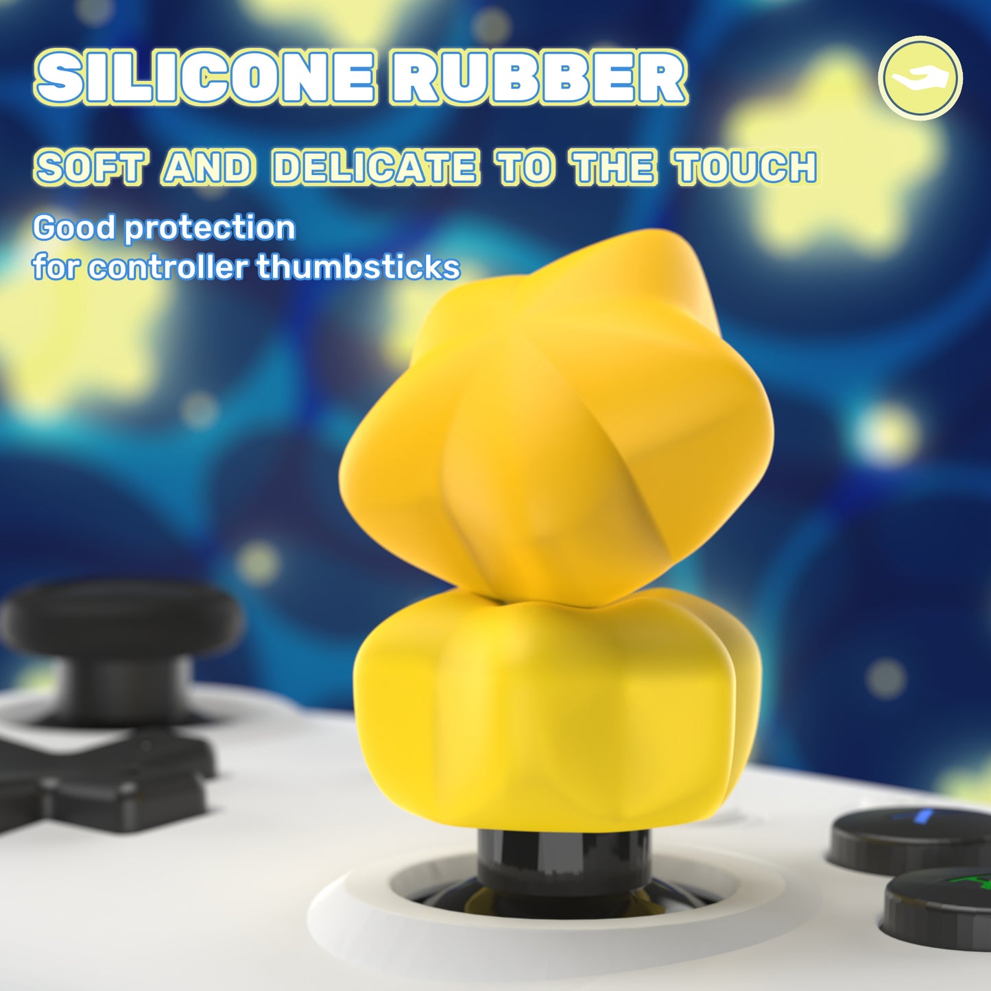 PlayVital キュートユニバーサルイルミネイテッドLEDサムスティックグリップ PS5&PS4&Xbox Series X/S&Xbox One&Switch Proコントローラー用【スター柄】