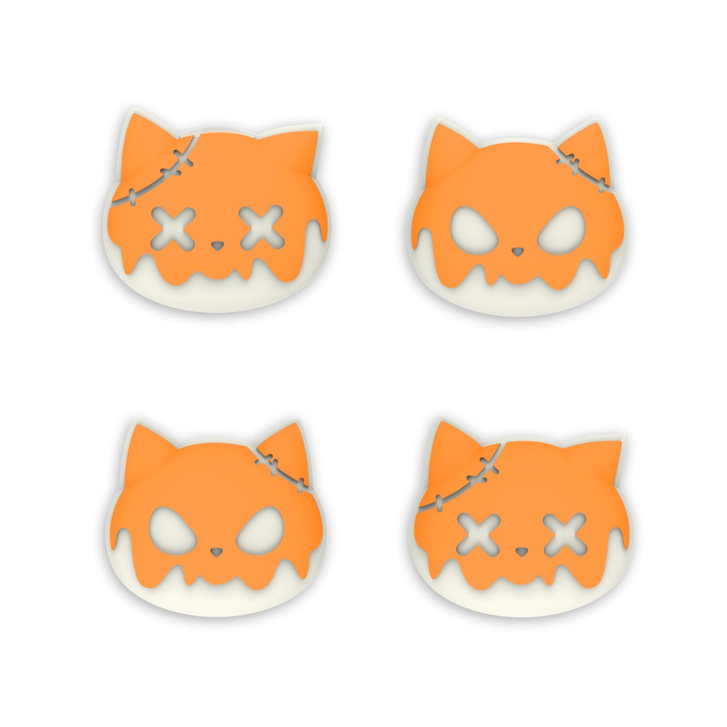 PlayVital キュートユニバーサルイルミネイテッドLEDサムスティックグリップ PS5&PS4&Xbox Series X/S&Xbox One&Switch Proコントローラー用【トリッキーキティ & ドーキーキティ】