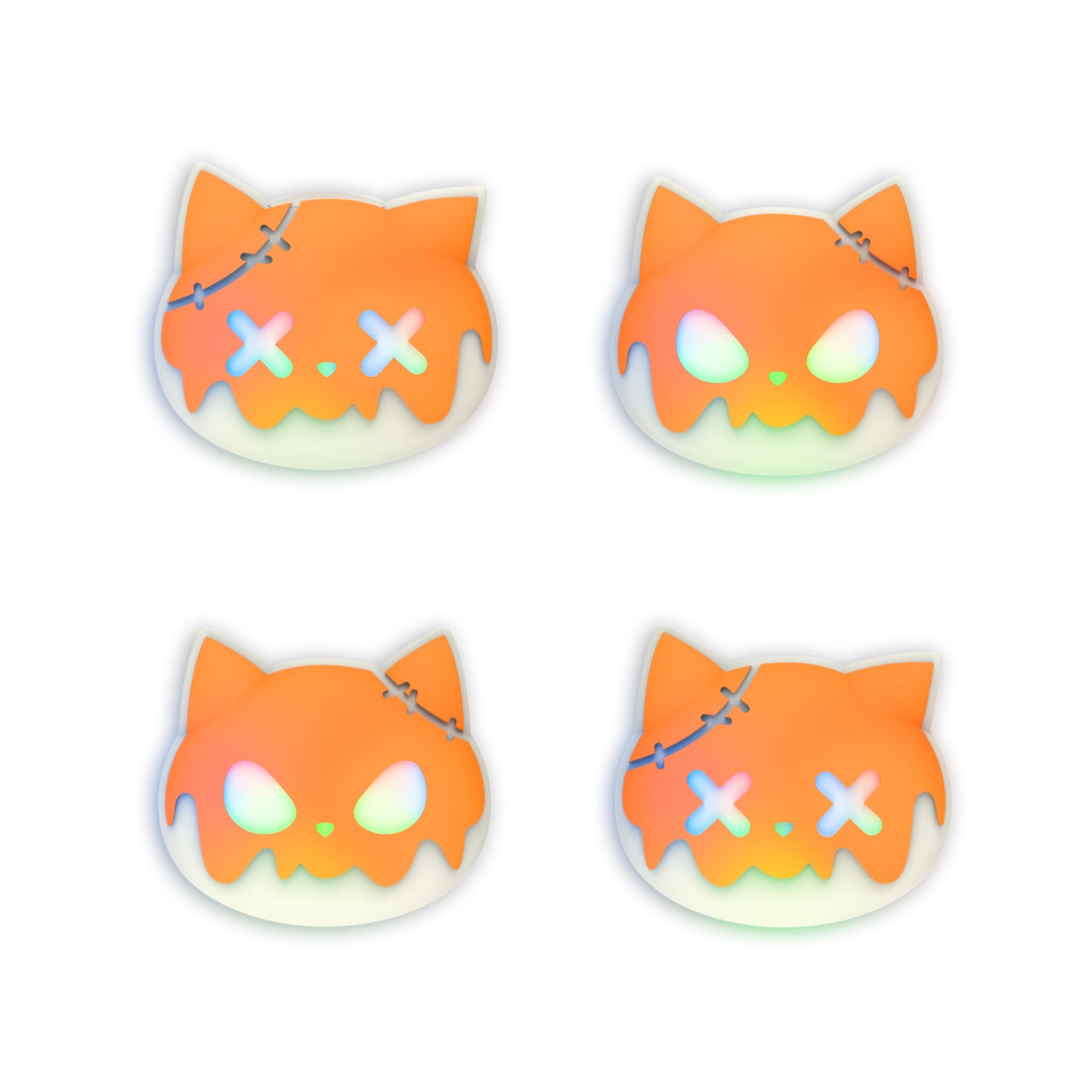 PlayVital キュートユニバーサルイルミネイテッドLEDサムスティックグリップ PS5&PS4&Xbox Series X/S&Xbox One&Switch Proコントローラー用【トリッキーキティ & ドーキーキティ】