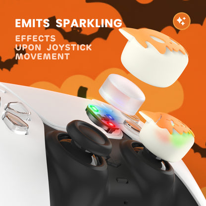 PlayVital キュートユニバーサルイルミネイテッドLEDサムスティックグリップ PS5&PS4&Xbox Series X/S&Xbox One&Switch Proコントローラー用【トリッキーキティ & ドーキーキティ】