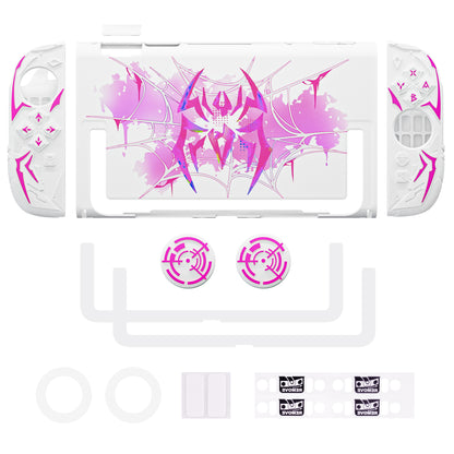 PlayVital サイバースパイダー 保護ケース Nintendo Switch 2 用 人間工学設計 滑り止めシリコングリップ ドック対応ハードケース ジョイスティックキャップ＆ステッカー付き【ホワイト】