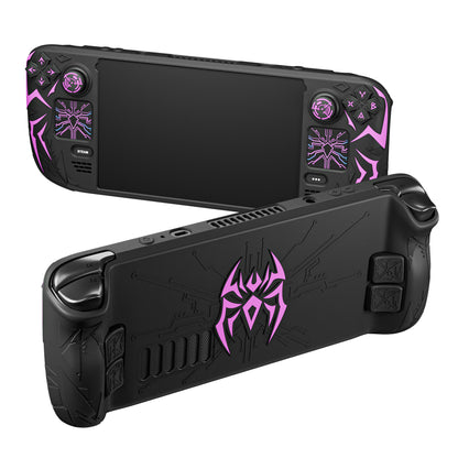 PlayVital サイバースパイダー シリコンケース Steam Deck OLED & LCD 対応 バックボタン拡張パーツ・サムスティックキャップ・トラックパッドスキン付き【ブラック】