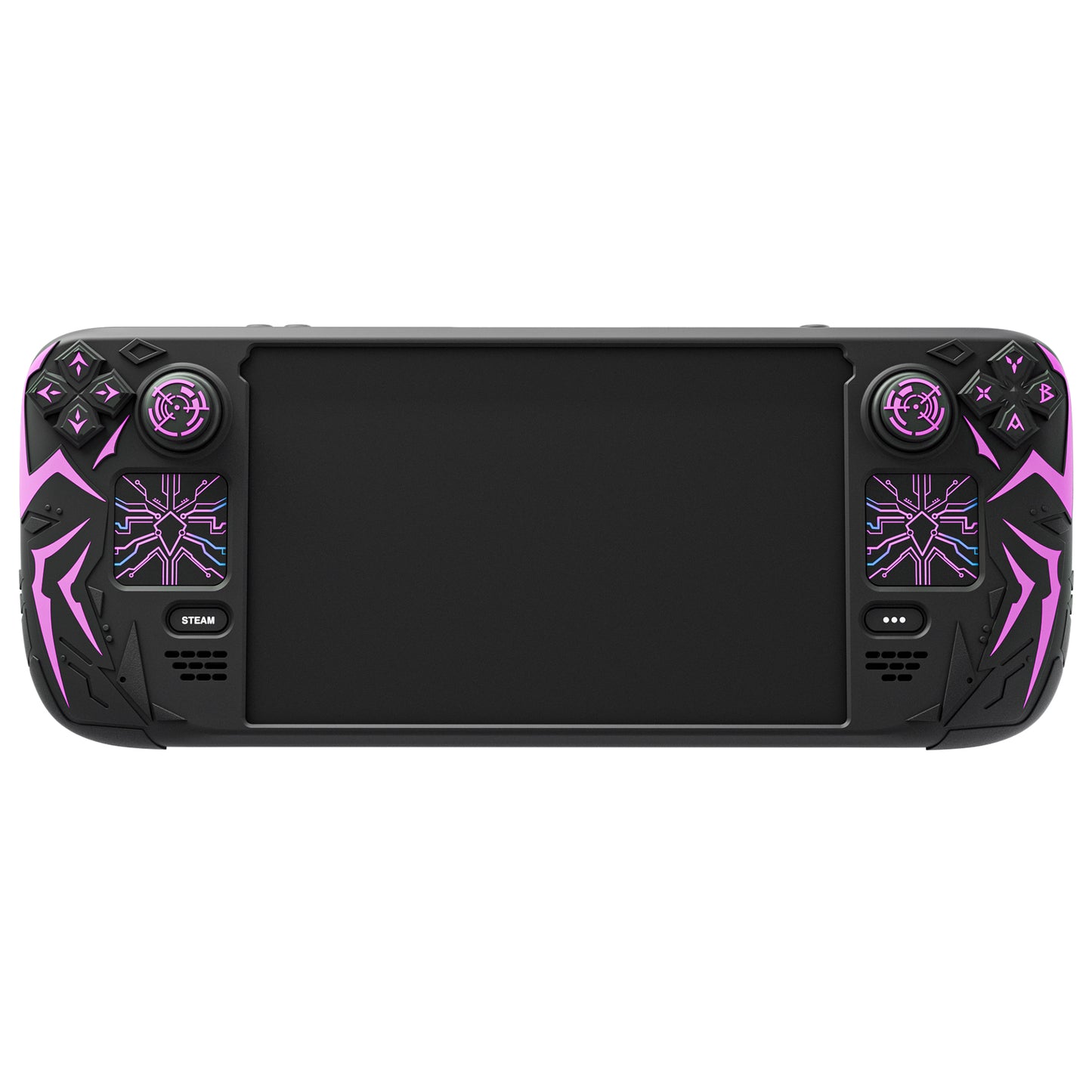 PlayVital サイバースパイダー シリコンケース Steam Deck OLED & LCD 対応 バックボタン拡張パーツ・サムスティックキャップ・トラックパッドスキン付き【ブラック】