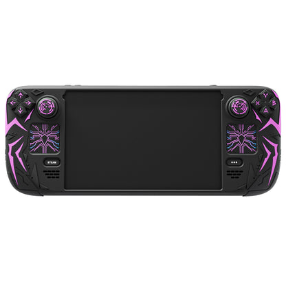 PlayVital サイバースパイダー シリコンケース Steam Deck OLED & LCD 対応 バックボタン拡張パーツ・サムスティックキャップ・トラックパッドスキン付き【ブラック】