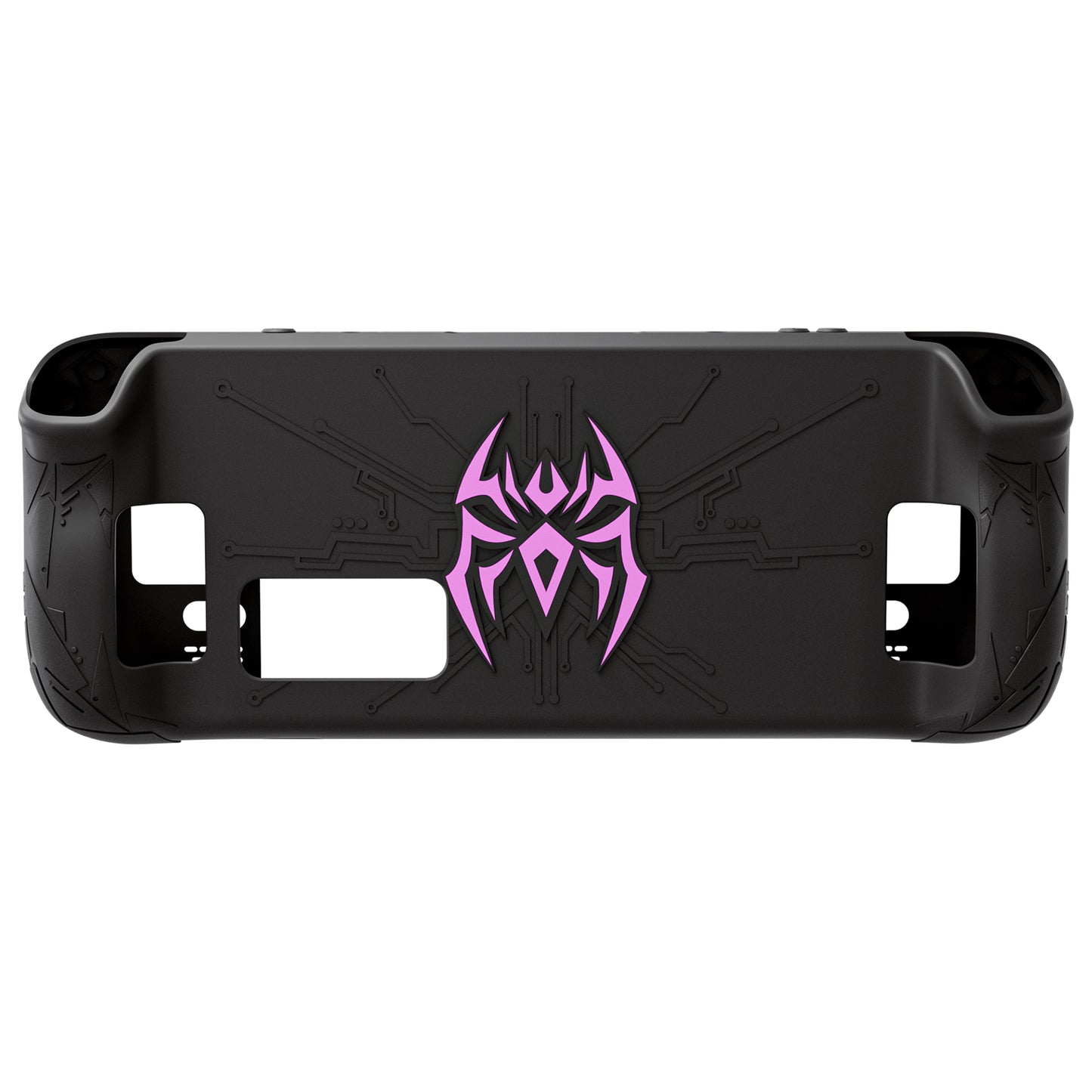 PlayVital サイバースパイダー シリコンケース Steam Deck OLED & LCD 対応 バックボタン拡張パーツ・サムスティックキャップ・トラックパッドスキン付き【ブラック】